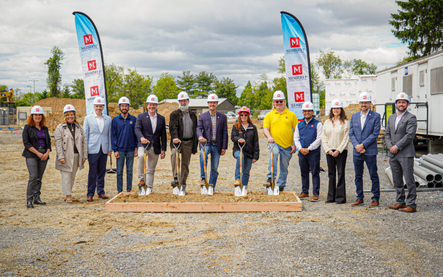 Members 1st Federal Credit Union officials celebrated the groundbreaking of its newest full‑service branch in Forks Township. PHOTO/MEMBERS 1ST