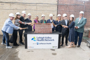 As part of its Re-Imagine That! Capital Campaign, ArtsQuest held a ceremonial brick breaking for the Turn & Grind Shop at SteelStacks. PHOTO/ARTSQUEST